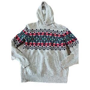 American Eagle Seriously Pullover Hoodie Sweater Size Small Fair Isle Ski